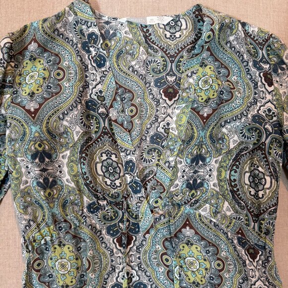 Athleta Silk Blend Swim Cover Up XXS Paisley Boho Print Lightweight Beach Dress - Picture 2 of 10
